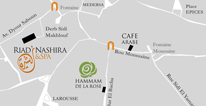 Map of hammam de la rose marrakech